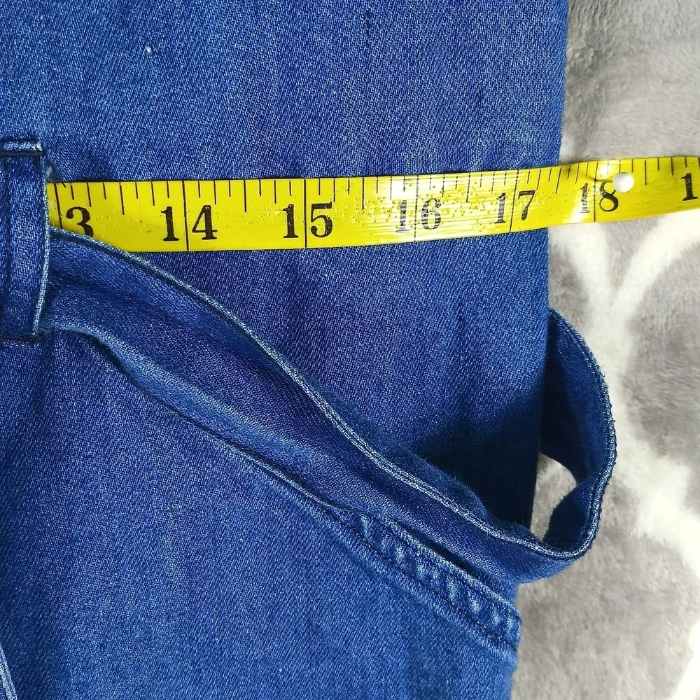 Levis Denim Jumpsuit Women Medium Blue Zip Front Tie Waist Utility Coveralls - Picture 5 of 13